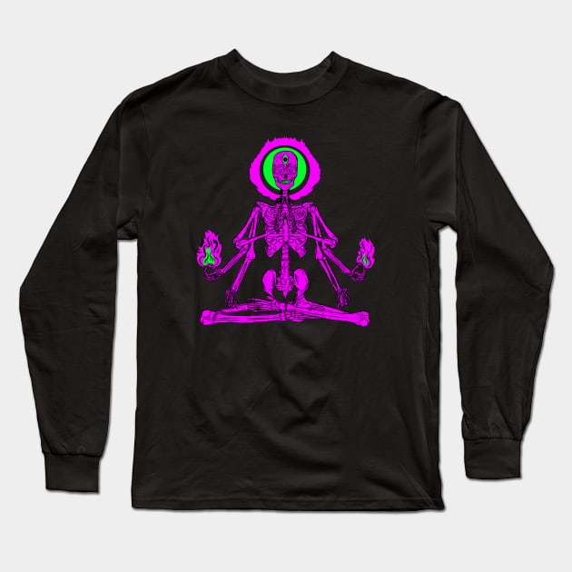 Yoga Skull Long Sleeve T-Shirt by TOKEBI